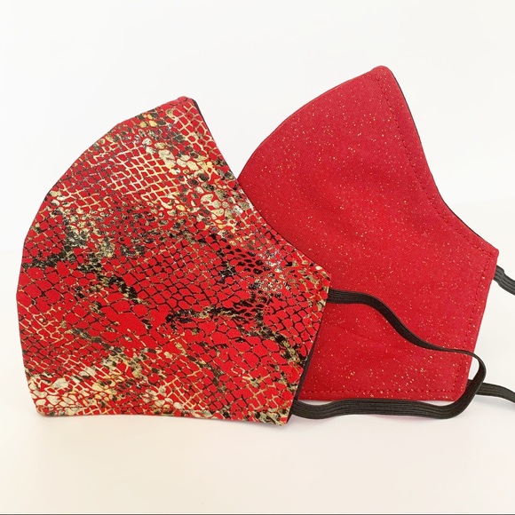 2 PC Fashion Face Mask Handmade Snake Glitter - Picture 1 of 4